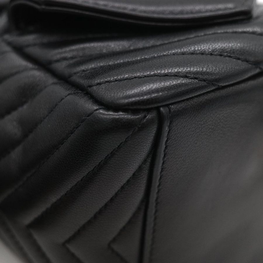 Saint Laurent 聖羅蘭 黑色 山型紋 羊皮 鏈條 束口手袋 斜挎包 水桶包-12