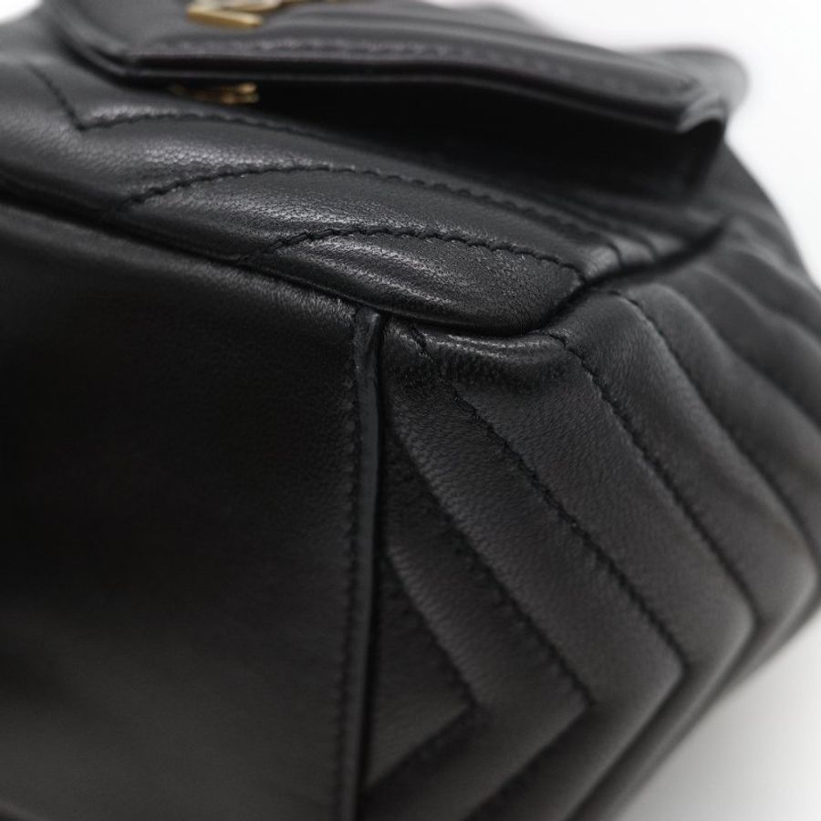 Saint Laurent 聖羅蘭 黑色 山型紋 羊皮 鏈條 束口手袋 斜挎包 水桶包-13