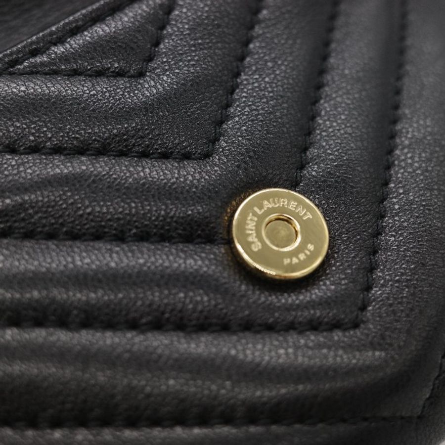 Saint Laurent 聖羅蘭 黑色 山型紋 羊皮 鏈條 束口手袋 斜挎包 水桶包-17