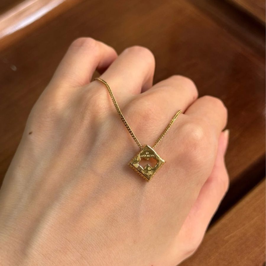 Givenchy 紀梵希 菱形 萊茵石鍍金項鏈 鎖骨鏈-4