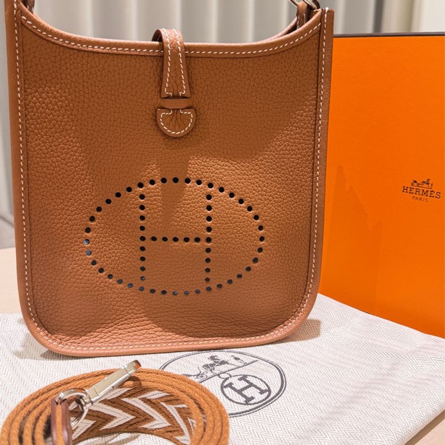 Hermès Evelyne 16 TPM 金棕色|Cavale帆布肩帶|全新未使用-0