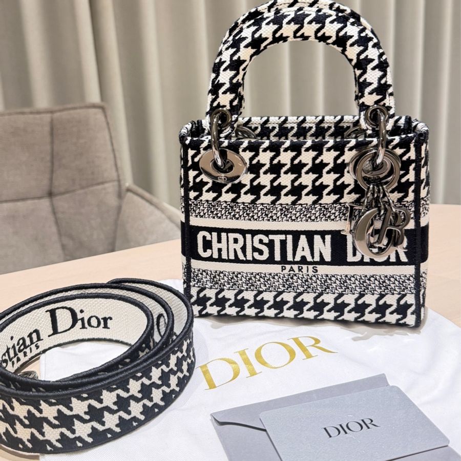 Dior Lady Dior Mini 千鳥格|黑白經典款|手提斜背|9成新-0