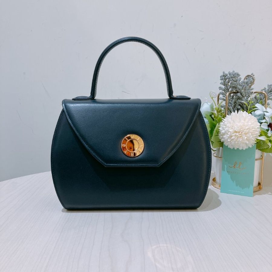 TK1974 Givenchy 紀梵希復古翻蓋式兩用包包 Vintage Circle Logo 2 Way Bag Calfskin Navy x GHW #1300875 1283577(80%New) (N/A)-0