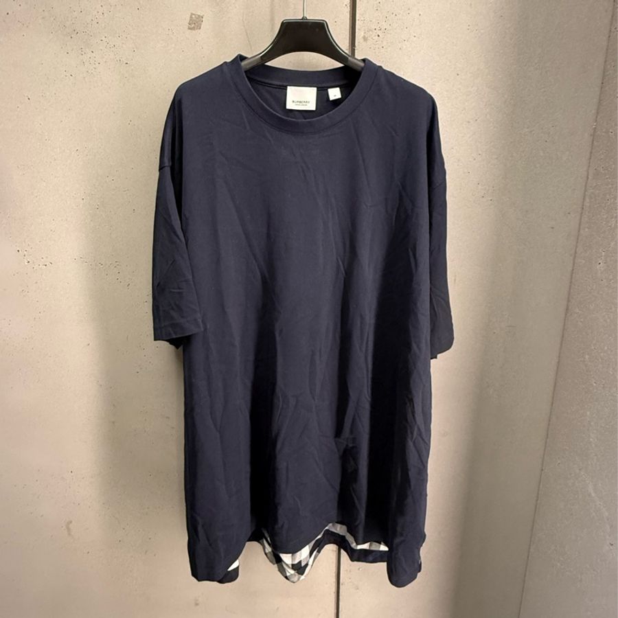 二手海軍藍Burberry拼接短袖T恤-5