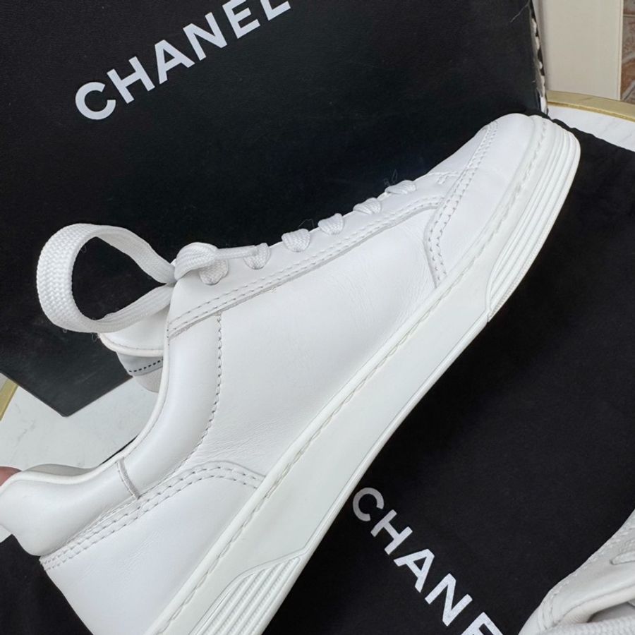 99新 Chanel香奈兒金標字母小白鞋 38碼-2