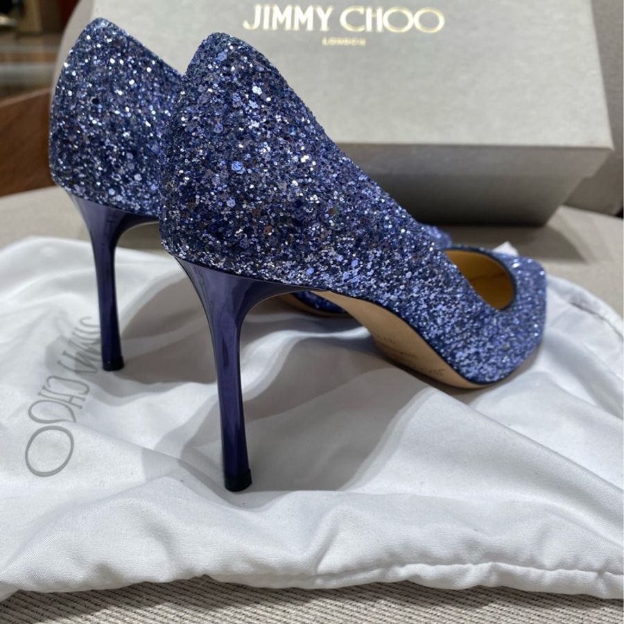 98新 JIMMY CHOO周仰傑 藍色爆閃亮片高跟鞋 37.5碼 跟高9cm-4