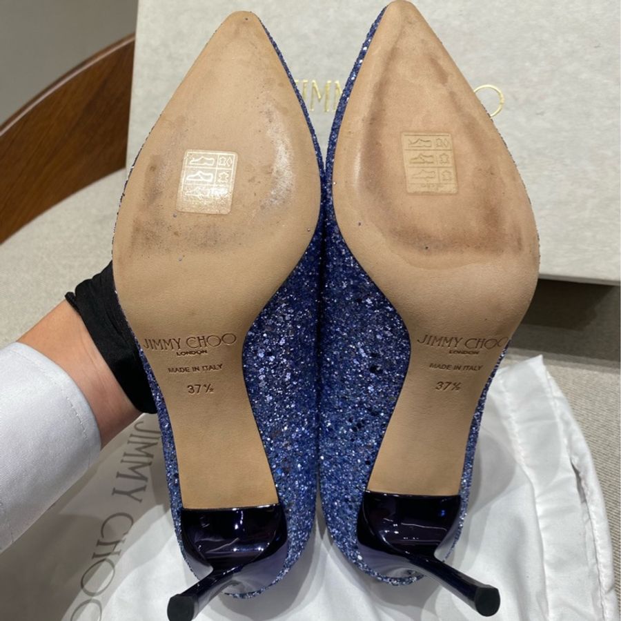 98新 JIMMY CHOO周仰傑 藍色爆閃亮片高跟鞋 37.5碼 跟高9cm-6