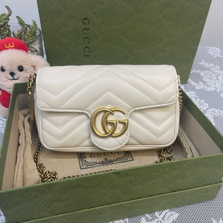 古馳/Gucci 馬蒙白色迷你單肩包-0