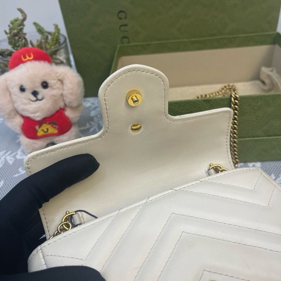 古馳/Gucci 馬蒙白色迷你單肩包-5