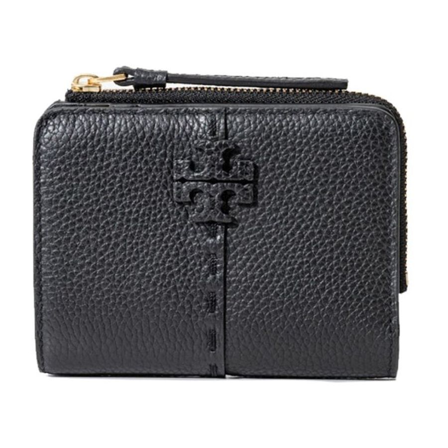 快速出貨!【TORY BURCH】縫線造型按釦短夾-黑色-5