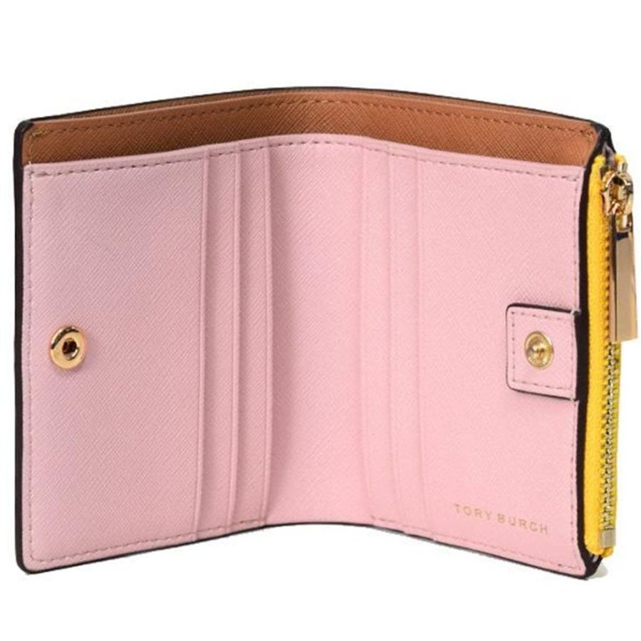 快速出貨!【TORY BURCH】簡約皮革素面短夾-黃色-2