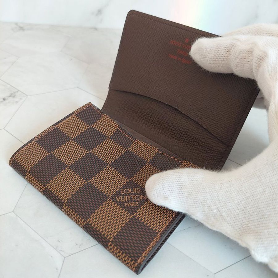 LV🎀現品實拍🎀 N62920咖棋盤格名片/信用卡夾包~二手品-4