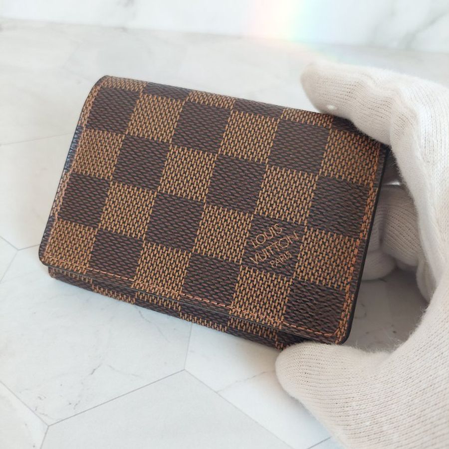 LV🎀現品實拍🎀 N62920咖棋盤格名片/信用卡夾包~二手品-48