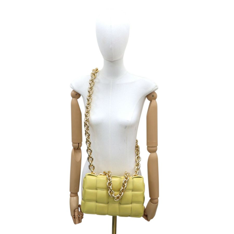 黃色 編織羊皮 The Chain Cassette 兩用包 631421【BOTTEGA VENETA BV 寶緹嘉】 631421-8
