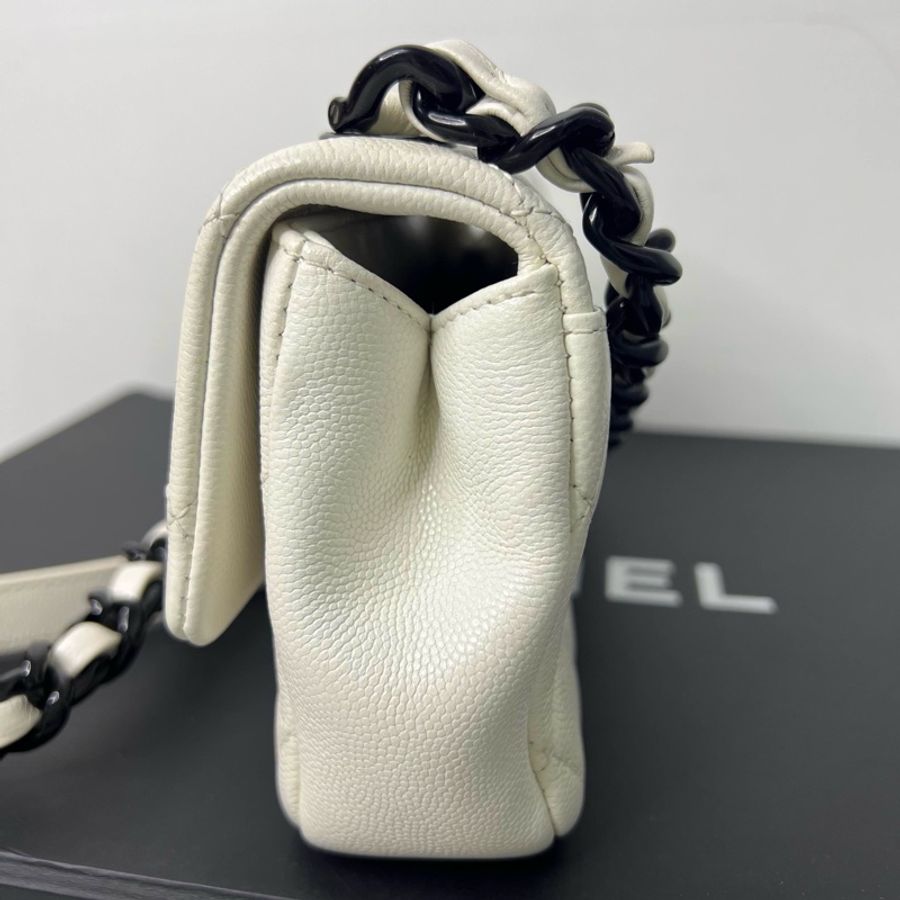 CHANEL香奈兒熊貓色荔枝紋牛皮CF大mini鏈條包 鐳射30開 尺寸:20x12x5cm-3