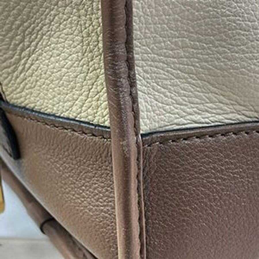 *奢華大道國際精品*【LW226】LOEWE酒紅色/淺咖啡色/灰白色 NAPA小牛皮 AMAZONA手提包 28CM-12