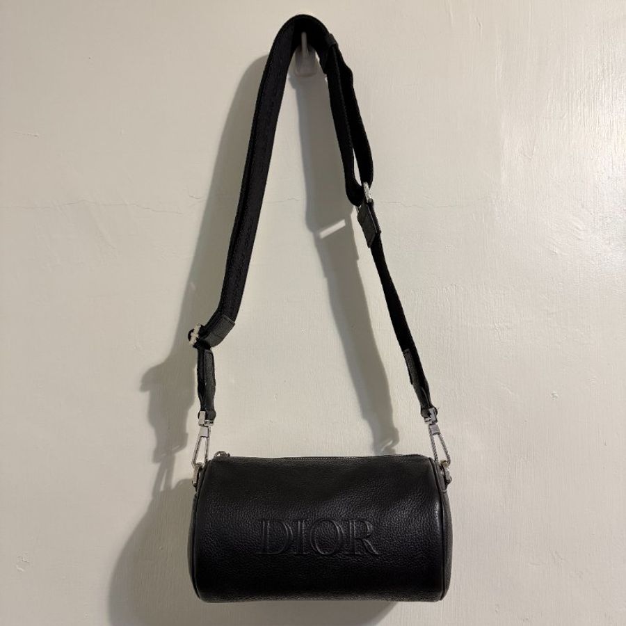 DIOR 迪奧Roller 黑色牛皮圓筒斜背包|Christian Dior 斜背包 男包 全配|巴黎專櫃購入|近新極美品-6