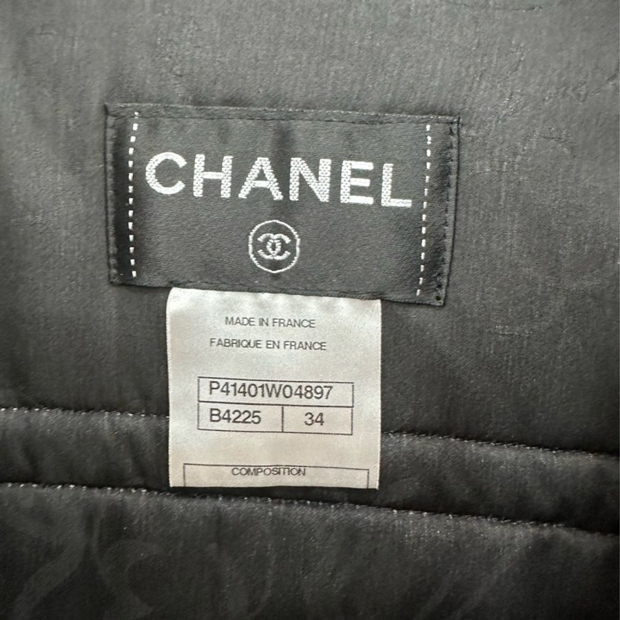 CHANEL 香奈兒黑白拼色軟尼材質外套 34碼-5