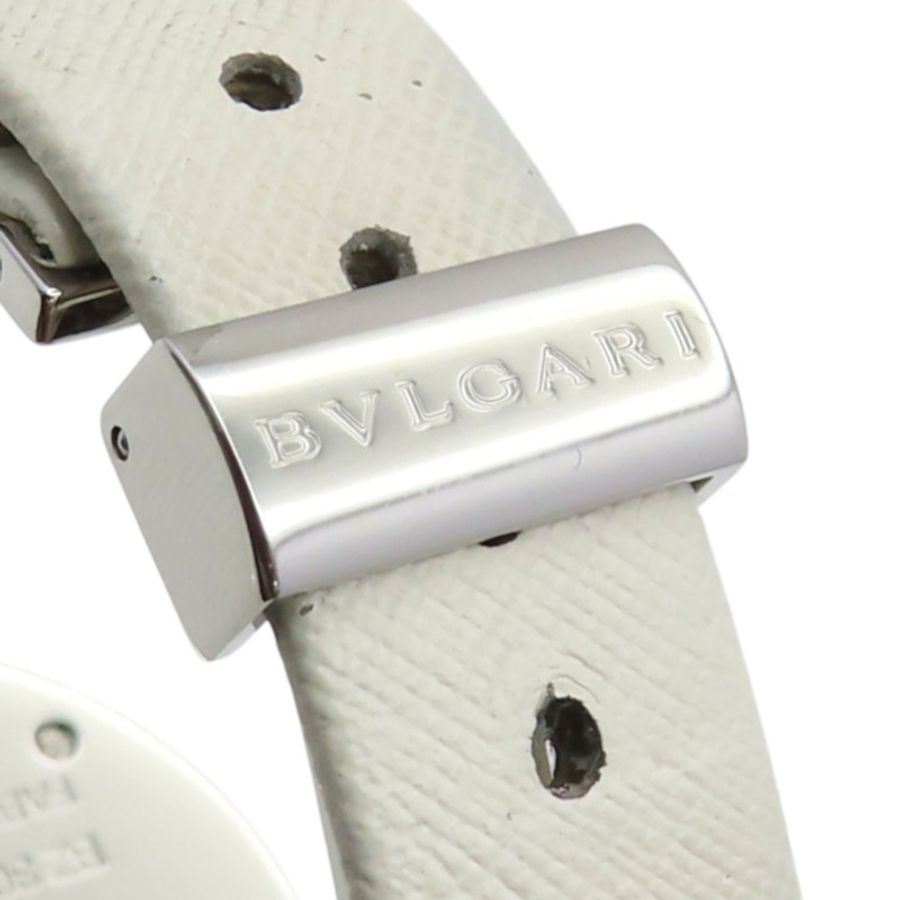 貝殼粉色母貝 錶盤 白色牛皮 錶帶 鑽石 B.ZERO1 腕錶【BVLGARI 寶格麗】 BZ30S-7