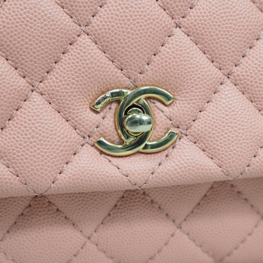 Chanel Coco Handle Caviar Pink 香奈兒可可蜜桃粉粉紅色荔枝皮單肩手提包-6