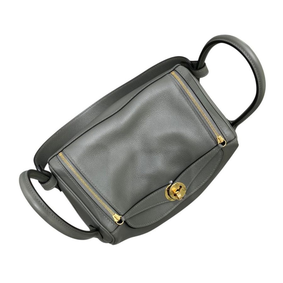 Hermès 愛馬仕 Lindy 26 灰綠 皮革 手提肩背包-5