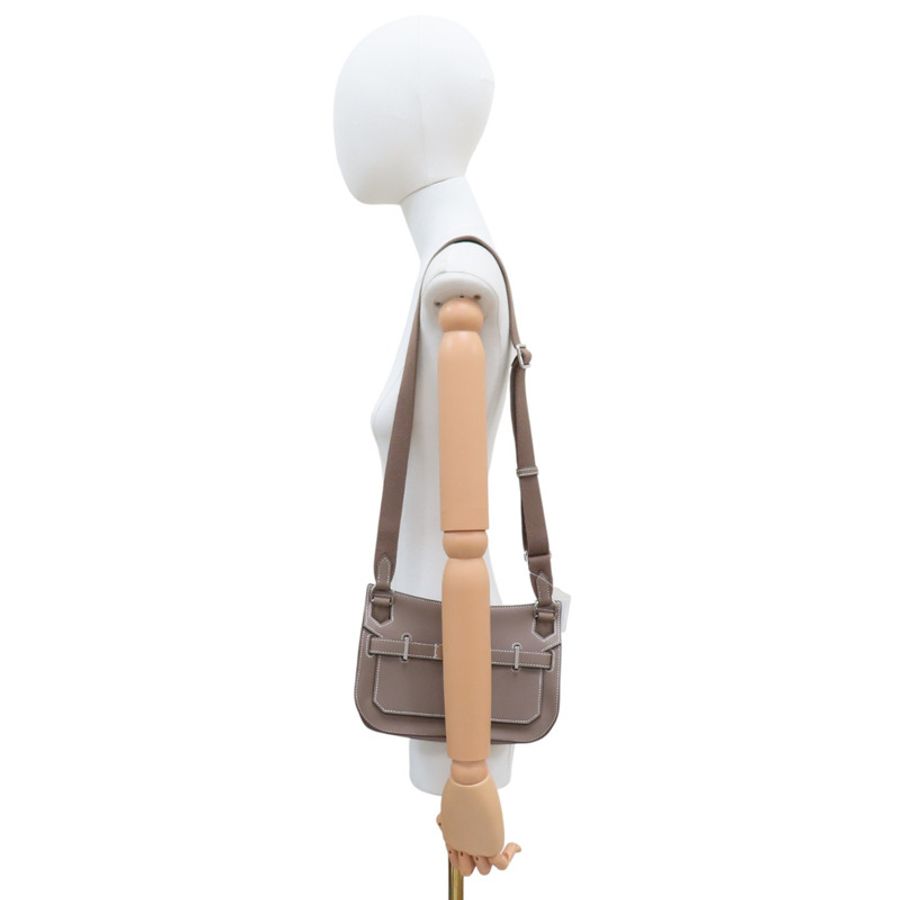 大象灰 Evercolor牛革 Mini Jypsiere 肩背包 B刻 銀釦【HERMES 愛馬仕】-8
