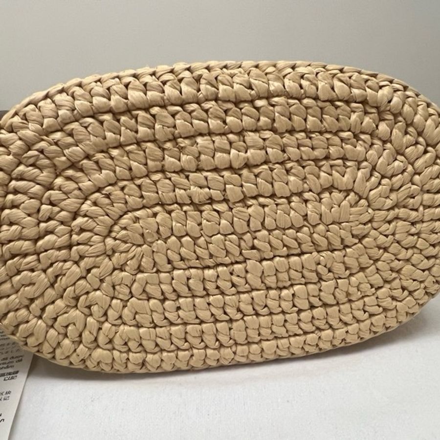 ⭐️全新⭐️PRADA 夏天拉菲草編織包 Logo raffia-effect crochet tote bag 編織包-2