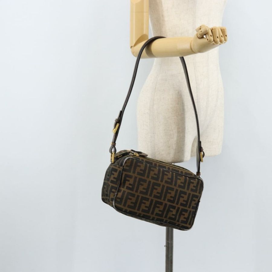 【日本直送】FENDI Zucca帆布單肩包 棕色 黑色 正品 LNZ213-22