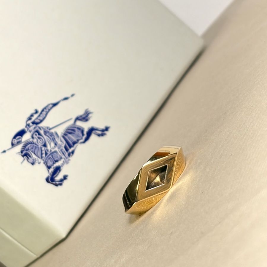 🎁閒置未使用 全配 99新 Burberry 巴寶莉 925純銀 金色戒指-1
