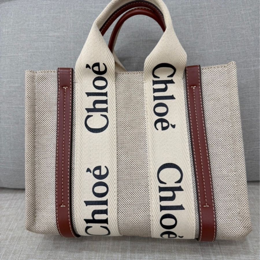 Chloe Woody托特包小款 背帶款 帆布手提包 肩背包 斜背包 焦糖色-7