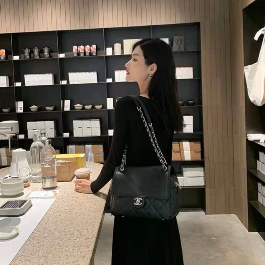 ✨Chanel 黑銀CF 大方胖子 翻蓋鏈條包🖤-2