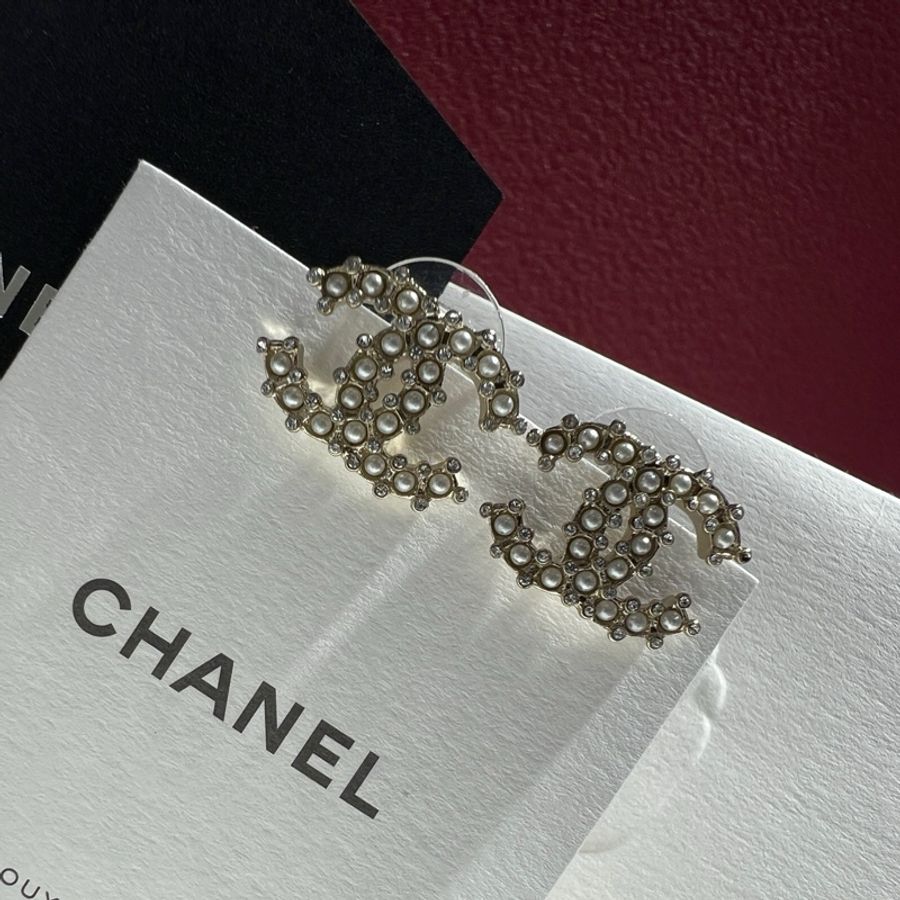 香奈儿/Chanel 20V经典双C 水钻珍珠耳环-0