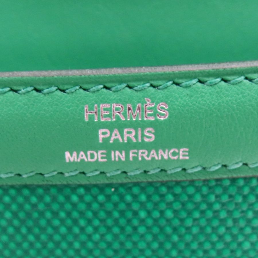薄荷綠 Swift 帆布帆布 Constance 康康包肩背 Z刻銀扣【HERMES 愛馬仕】-6