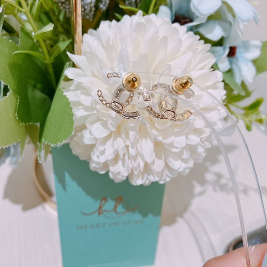 TK1996 香奈兒 經典 雙C 水晶拼褸空 耳環Chanel CC Crystal With Vault Earrings-2