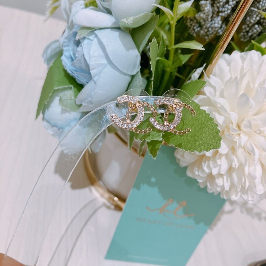 TK1996 香奈兒 經典 雙C 水晶拼褸空 耳環Chanel CC Crystal With Vault Earrings-4