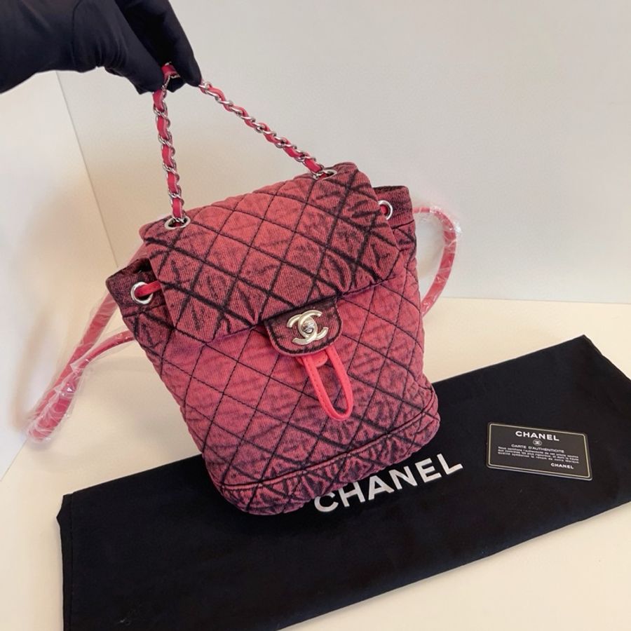 Chanel香奈兒 薩爾茨堡mini雙肩包 復刻新款29開 稀缺的粉·黑洗水丹寧 尺寸約23*18*12 高級復古-6