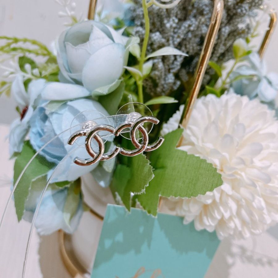 TK1988 香奈兒 經典 雙C 純銀 耳環 Chanel 26P CC Logo Silver Earrings-2