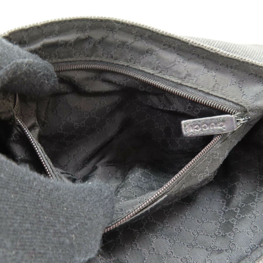 灰色 單寧布 黑色牛皮 肩背包【GUCCI 古馳】 90764-5