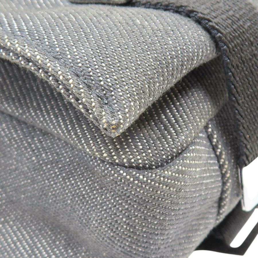 灰色 單寧布 黑色牛皮 肩背包【GUCCI 古馳】 90764-12
