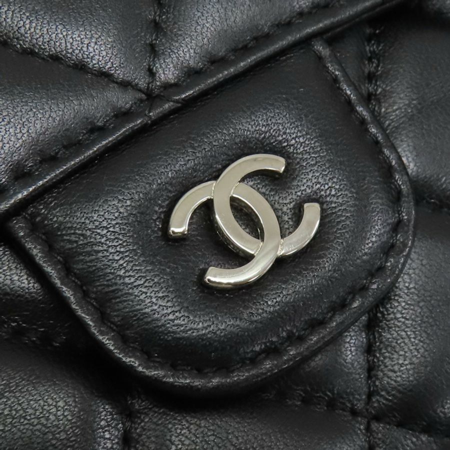 黑色 菱格紋 羊皮 Classic long wallet 銀扣 三折長夾 (無卡)【CHANEL 香奈兒】 AP0241-11