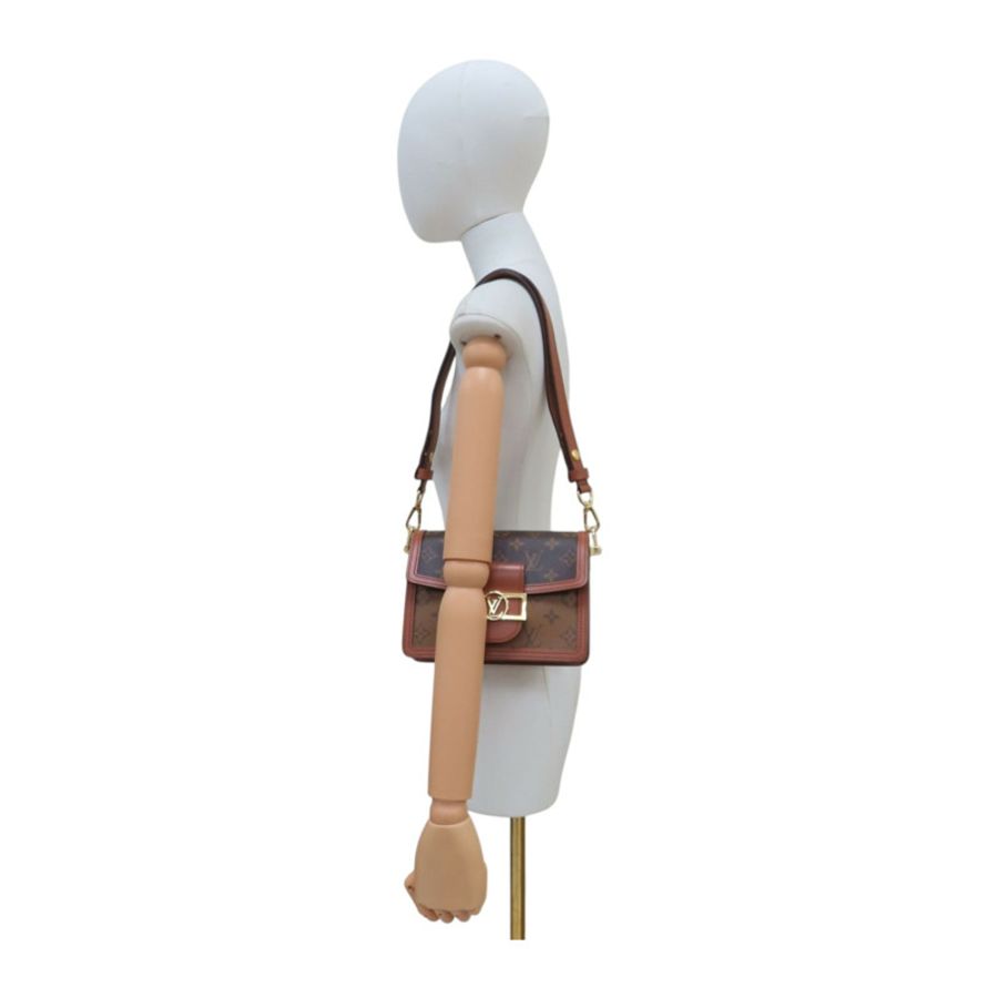 棕色 原花帆布 Dauphine mini 肩背包【LOUIS VUITTON LV 路易威登】 M45959-9