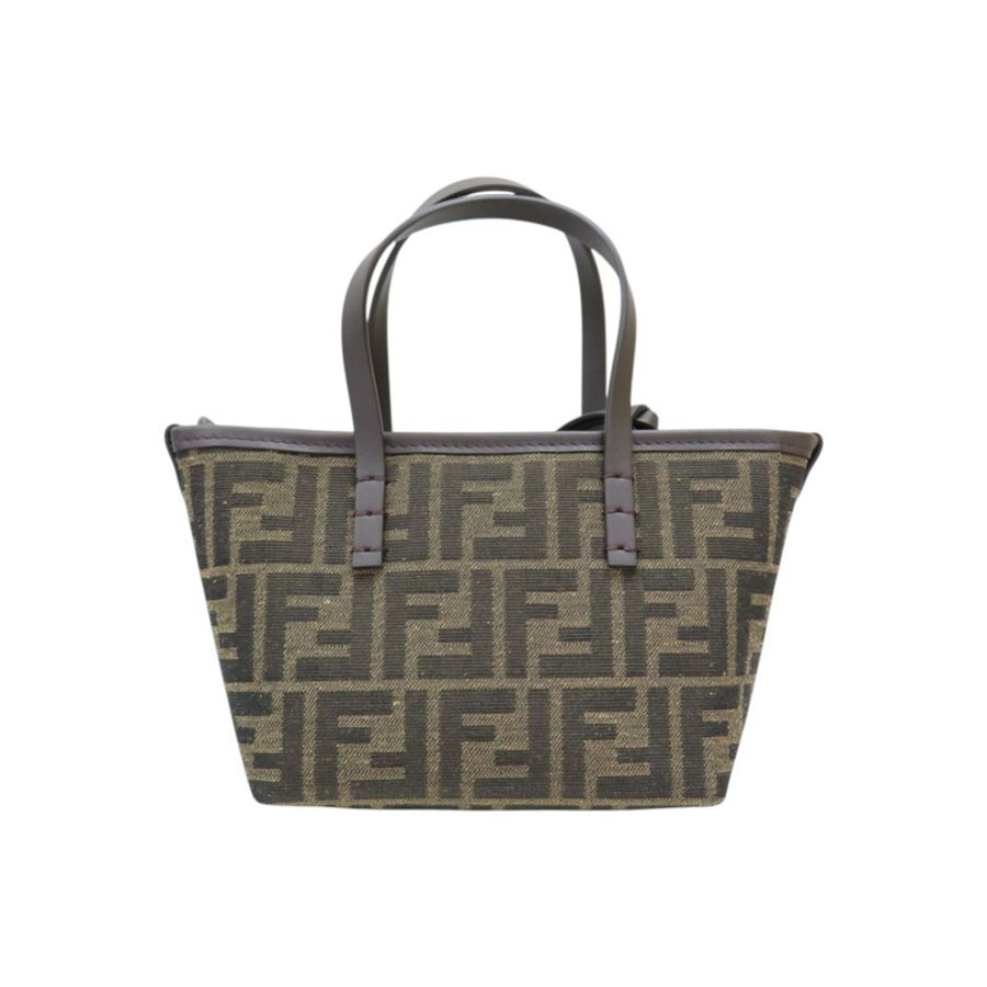 棕色 帆布 牛皮 Mini Roll 兩用包【FENDI 芬迪】 8BS096-1