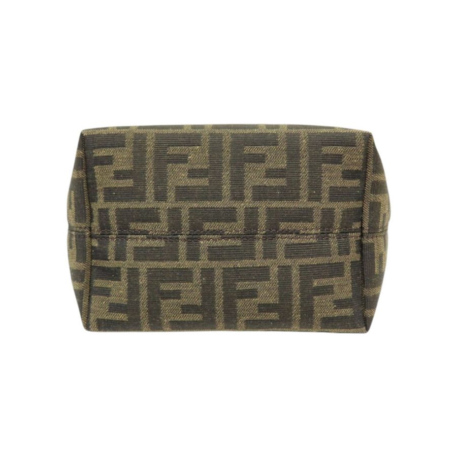 棕色 帆布 牛皮 Mini Roll 兩用包【FENDI 芬迪】 8BS096-3