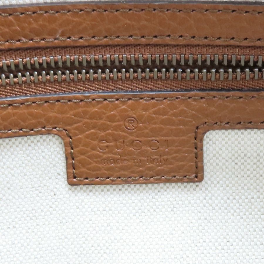 藍色單寧布 棕色牛皮飾邊 肩背包【GUCCI 古馳】 699133-5