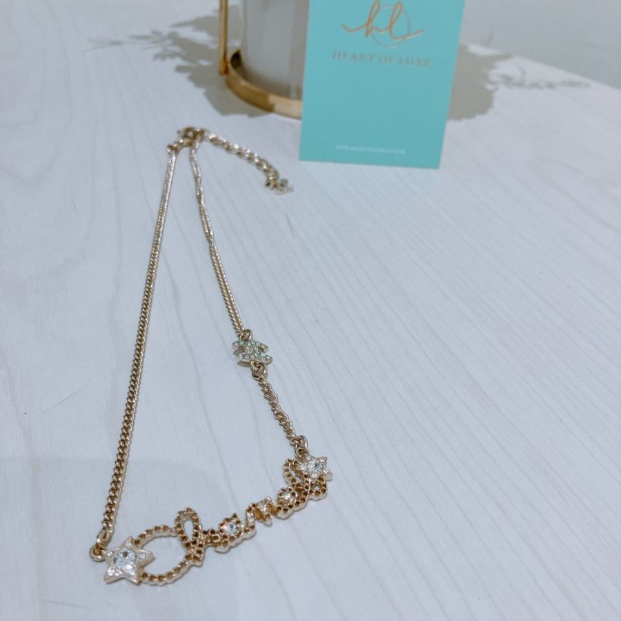 TK1997 香奈兒字母 金 水晶拼星星 頸鏈 Chanel Gold X Crystal Letters with Stars Necklace-4