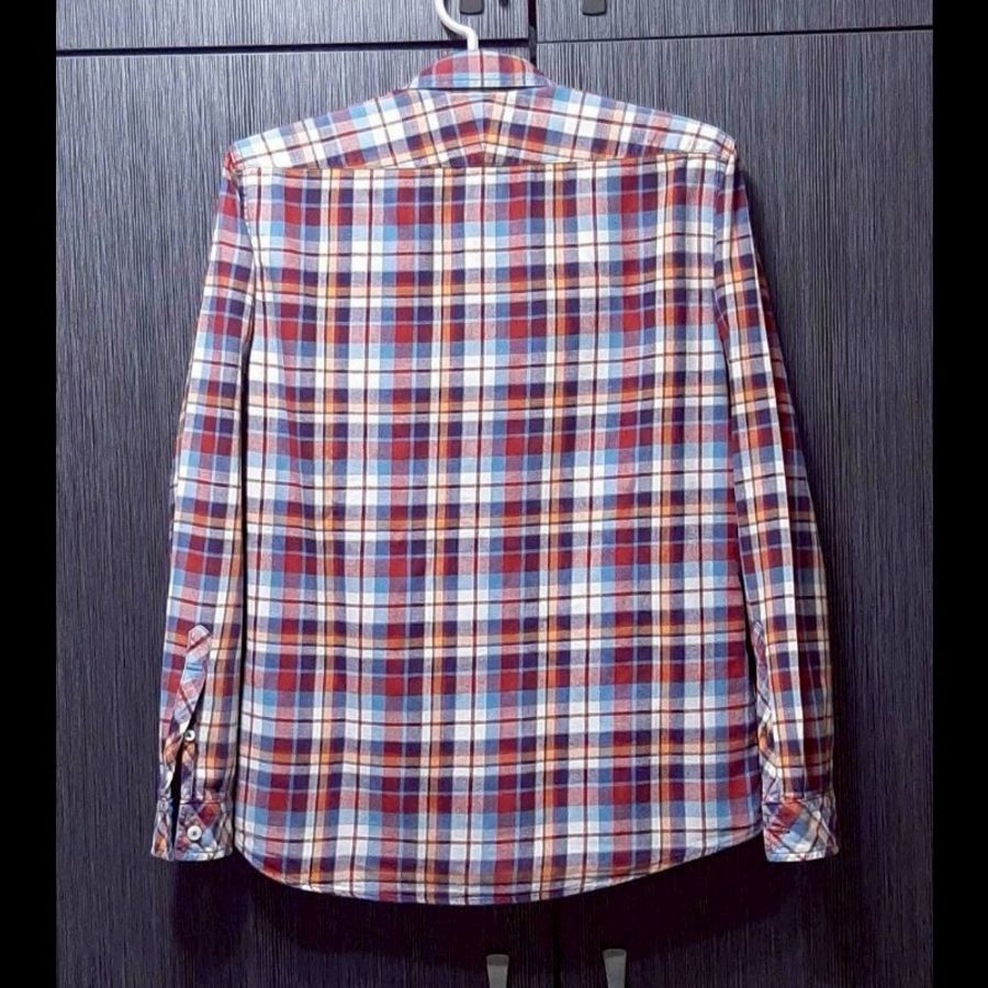 絕版BURBERRY 博柏利 BLACK LABEL 黑標 戰馬 男格紋法蘭絨長袖襯衫2號-1