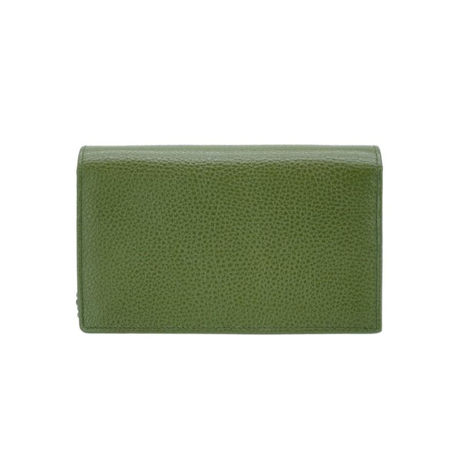 Gucci 展示品 GG Marmont 粒紋牛皮綠鍊帶Woc斜背包(497985-綠)-2