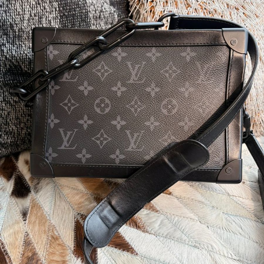 LV 黑灰老花拚牛皮TRUNK 鏈包-0