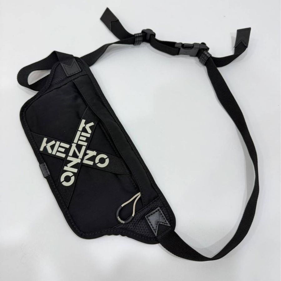 kenzo 黑色 尼龍 腰包 胸包 胸口包 斜背包-0
