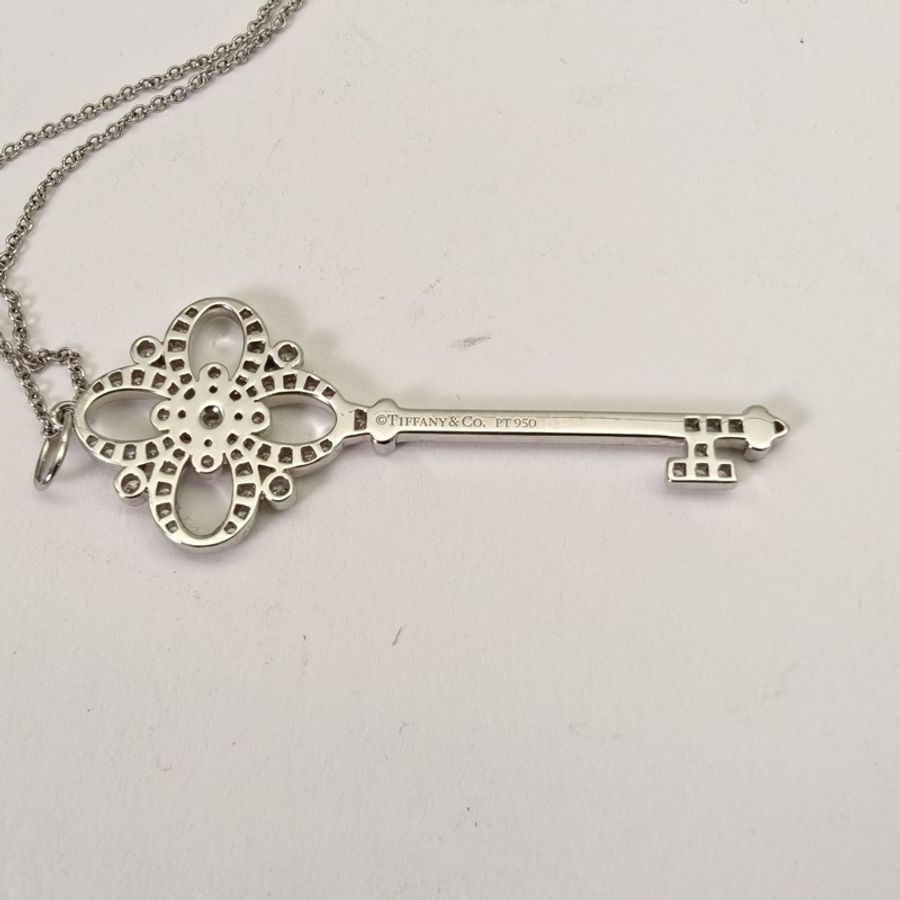 TIFFANY&CO 鑽石pt950維多利亞鑰匙項鏈大號滿鑽-2